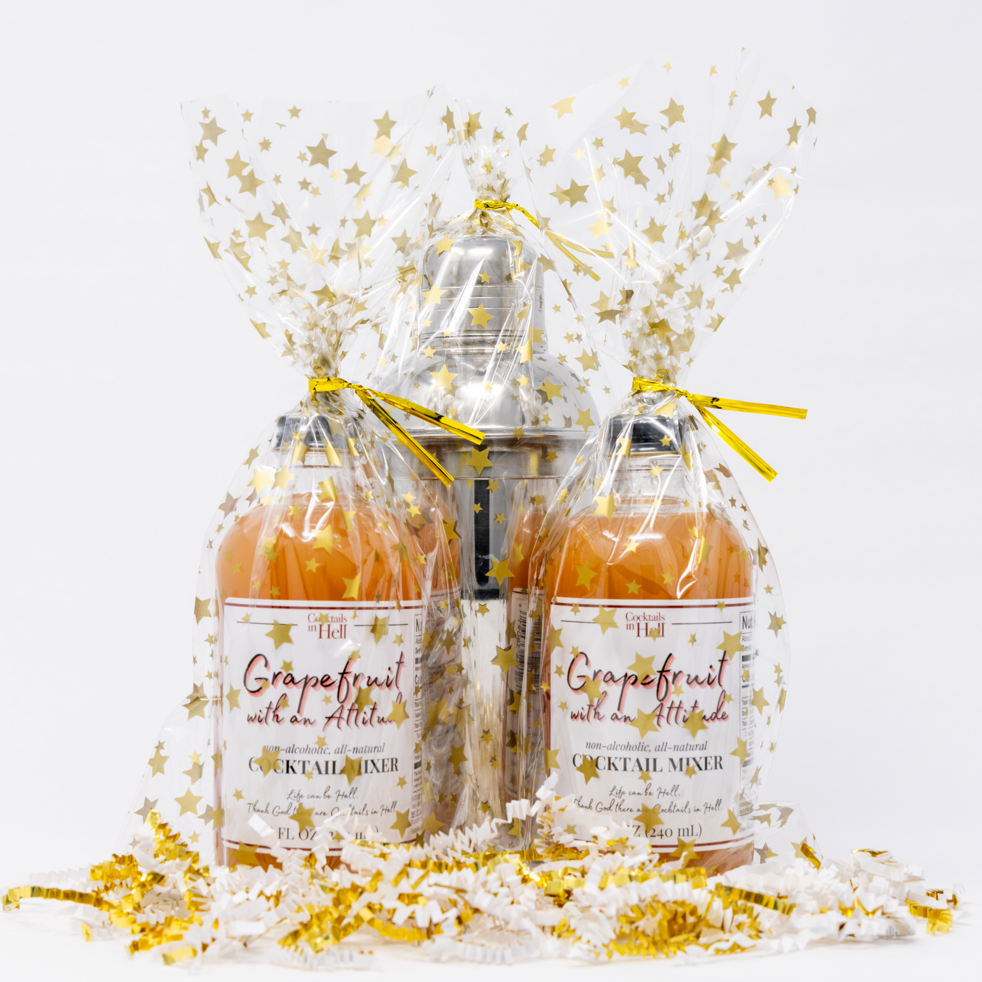 Cocktails In Hell Grapefruit with an Attitude Cocktail Mixer Gift Set with Cocktail Shaker